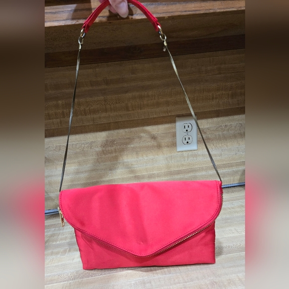 J Crew small Silky satin sexy red purse gold embellishment - Picture 1 of 6